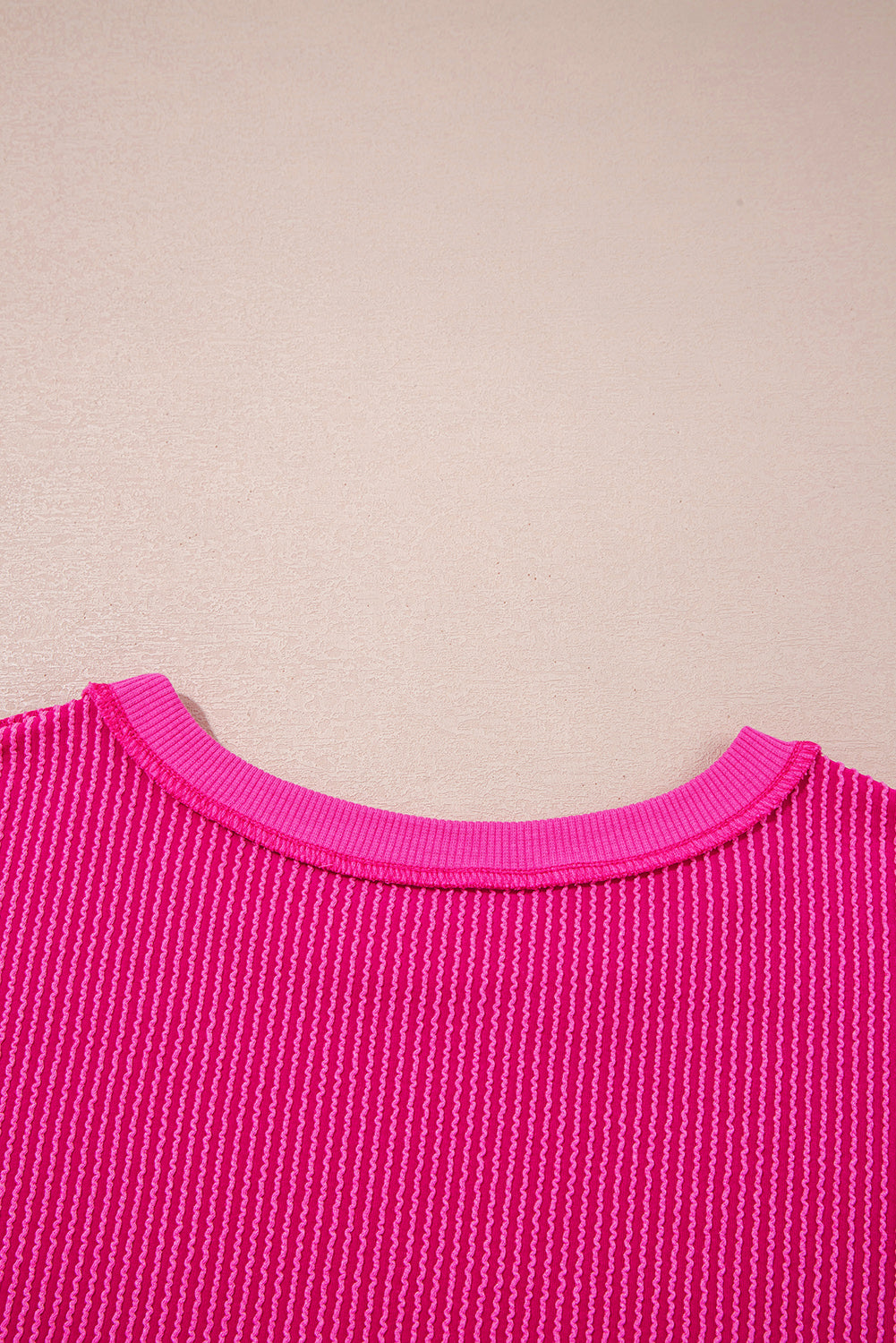 Rose Red Drop Shoulder Uneven Hem Plus Size Twisted Rib Top