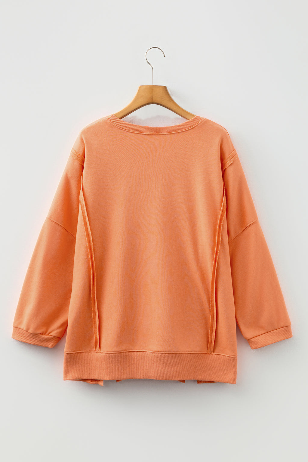 Beige Plus Size Raw Seam Detail Floral Bow Patched Baggy Pullover