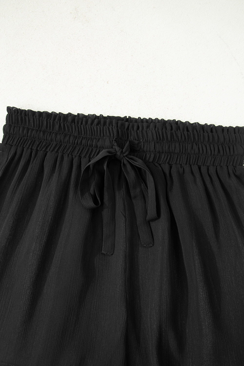 Black Sheer Tunic Shirt Drawstring Shorts 2pcs Swim Cover Up
