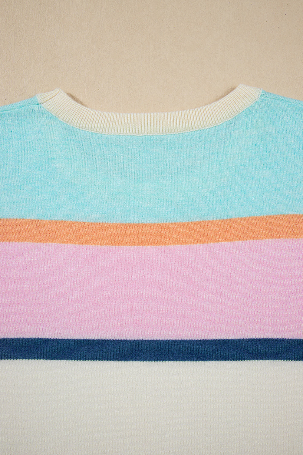 Multicolour Striped Color Block Flutter Sleeve Patchwork Sweater Top