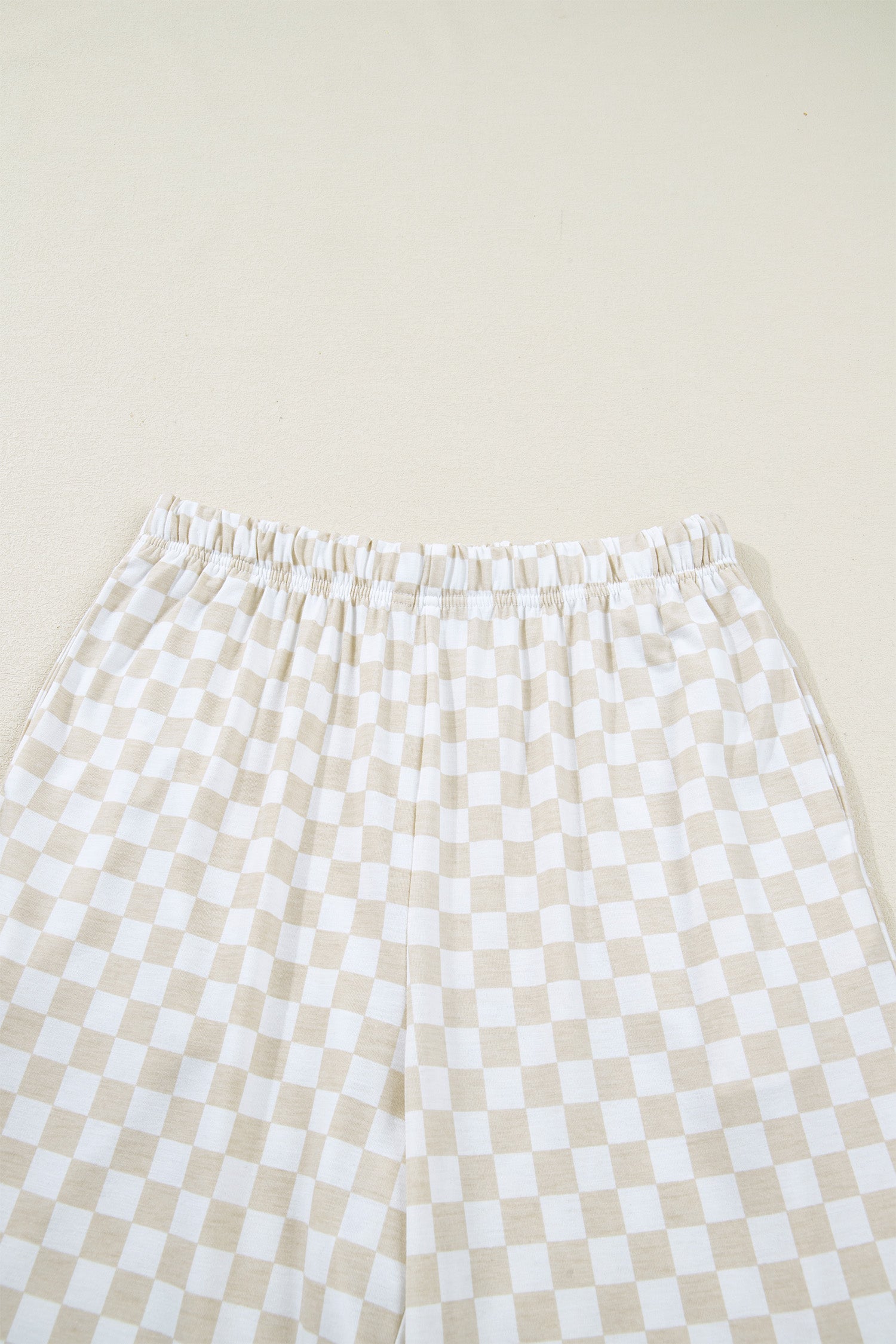 Khaki Checkered Print Half Sleeve Tee 2pcs Lounge Pant Set