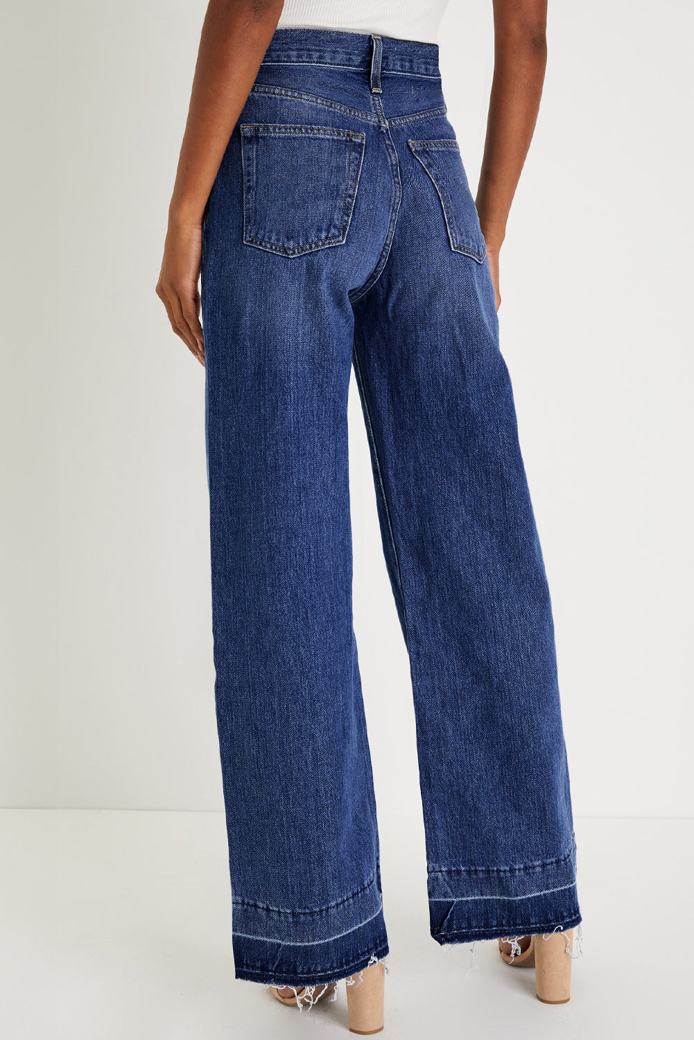 Real Teal Raw Hem Unique Cuffs Straight High Rise Loose Jeans