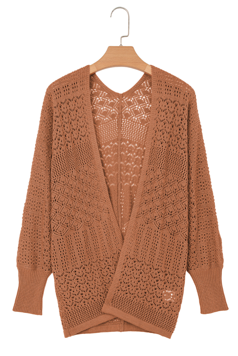 Redwood Burl Mixed Pattern Knitted Open Front Plus Cardigan