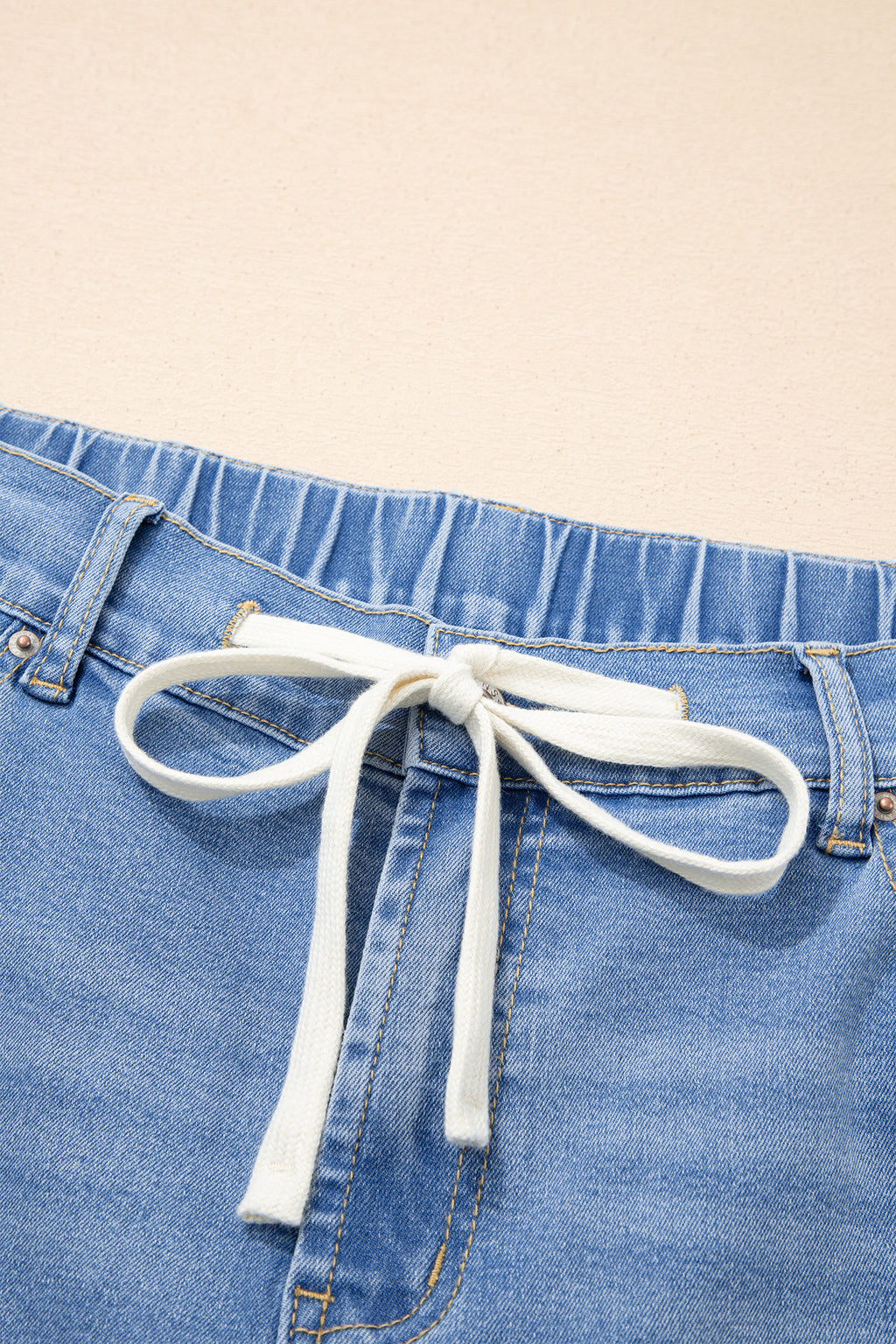 Blue Acid Wash Contrast Lace-up Plus Size Jeans