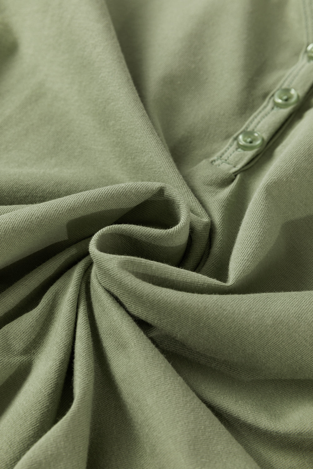 Pale Khaki Long Sleeve Buttons V Neck Slim Fit Top