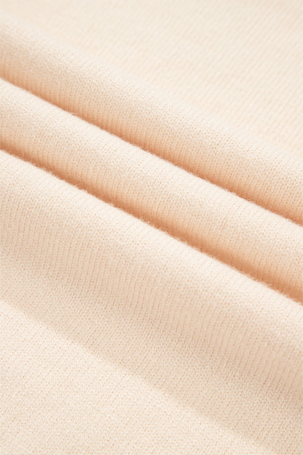 Beige Cable Texture Bohemian Ruffle Hem Patchwork Sweater