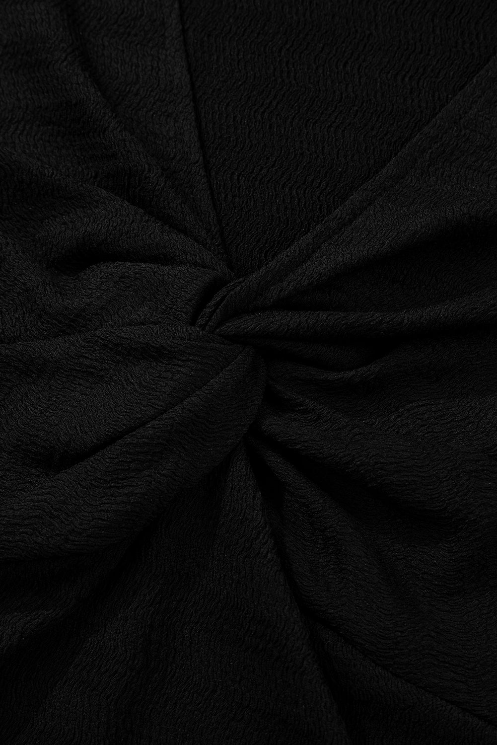 Moonlight Jade Textured Twist Front V Neck Long Sleeve Slim Solid Color Top