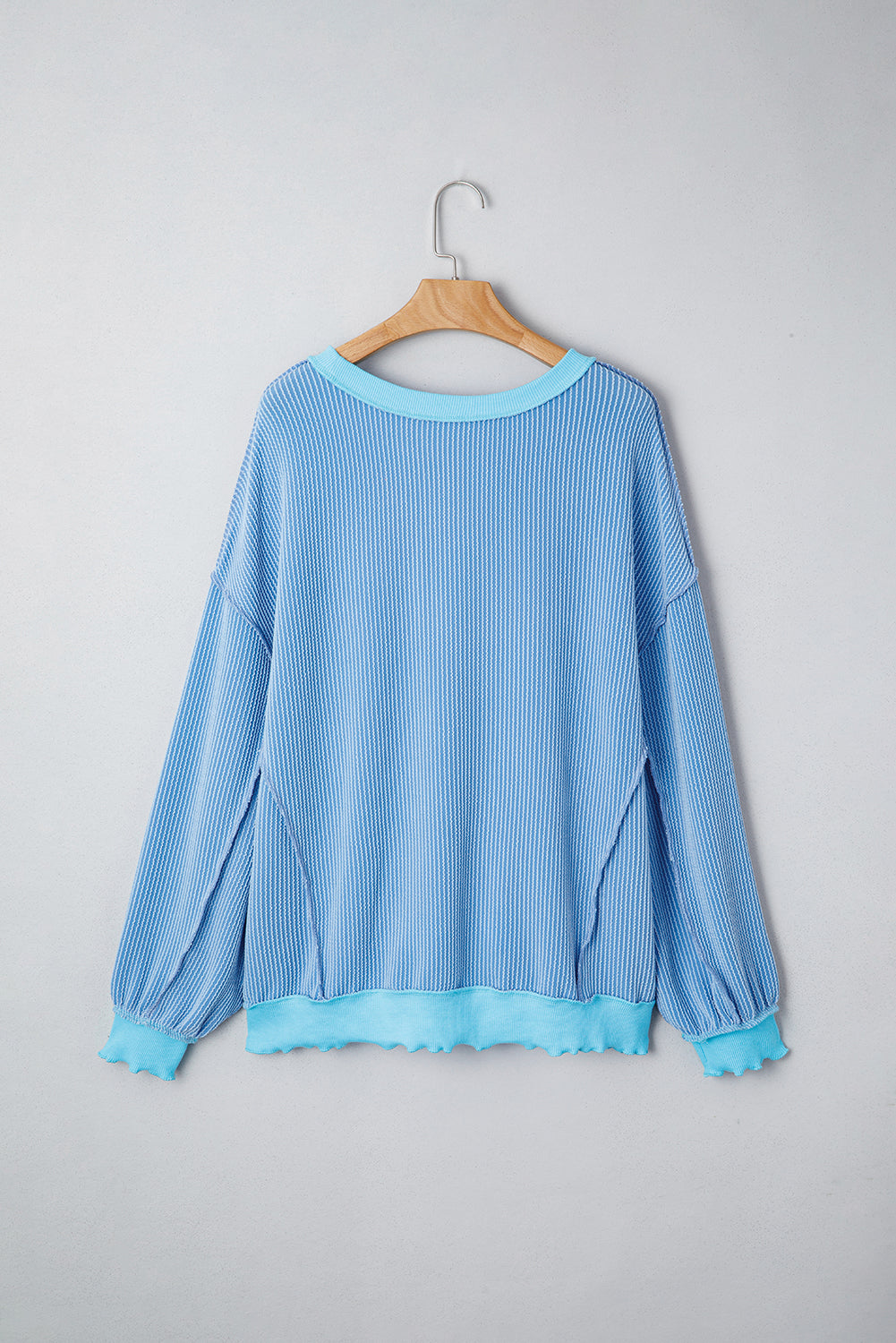 Rose Red Drop Shoulder Uneven Hem Plus Size Twisted Rib Top