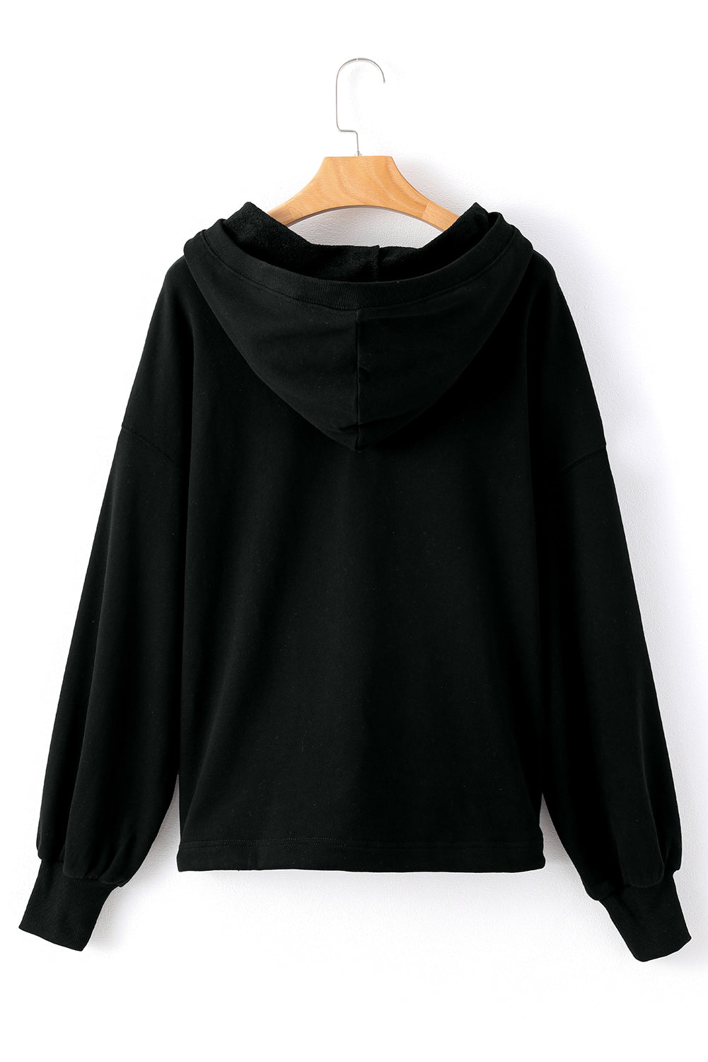 Light Grey Solid Kangaroo Pocket Half Zipper Oversized Hoodie