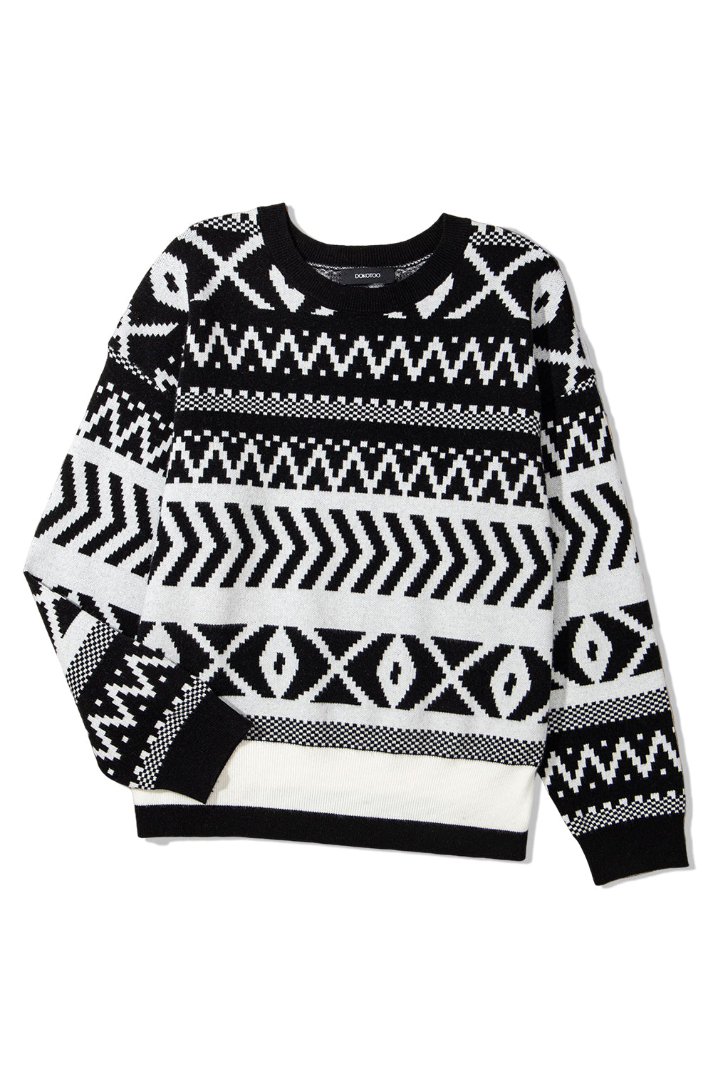 Brown Abstract Print Pullover Sweater