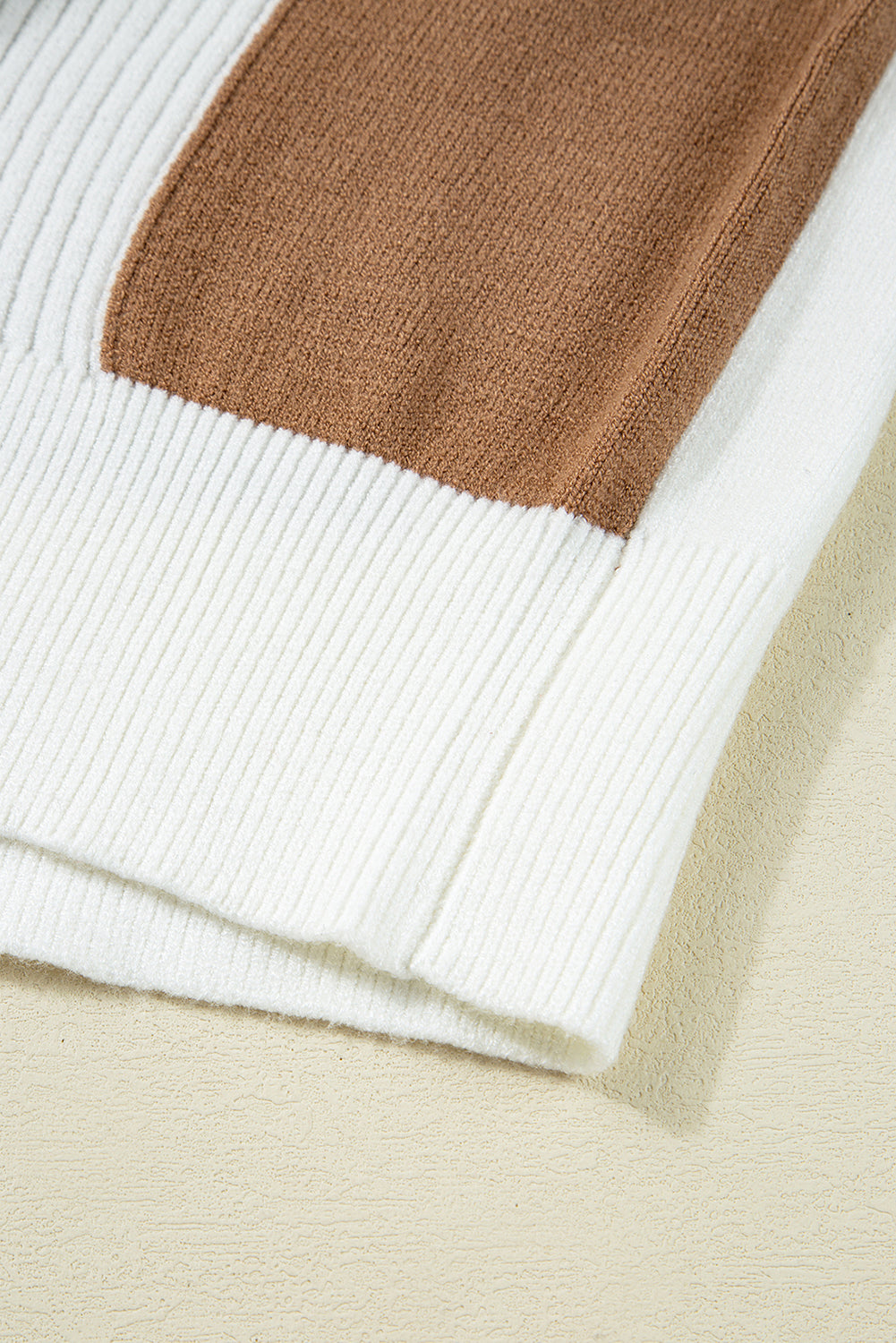 Khaki Checkered Ribbed Texture Knit Plus Size Cardigan Sweater