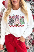 White Christmas Tree Graphic Customized Holiday Sweatshirt