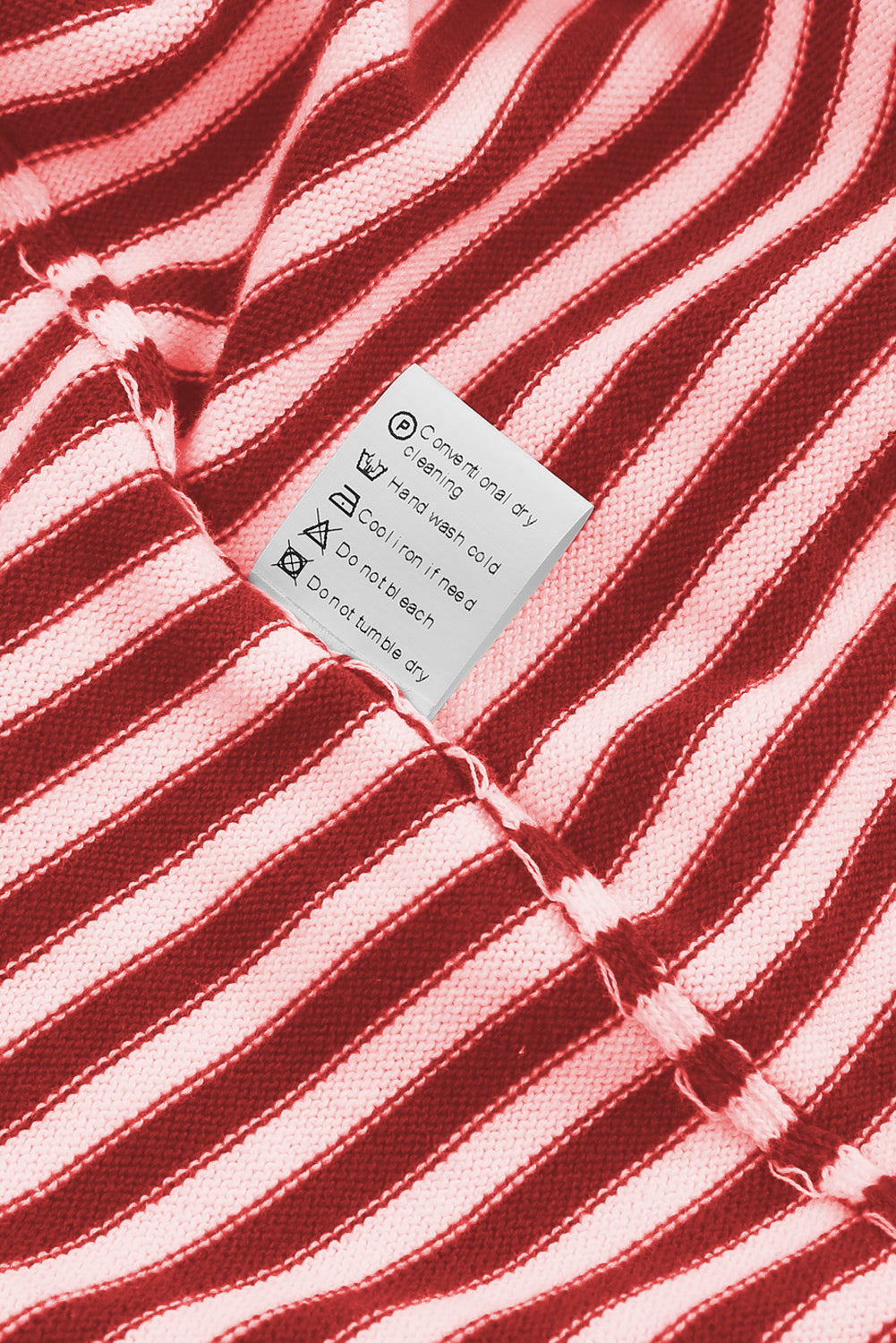 Fiery Red Striped Contrast Trimmed Drop Shoulder Sweater