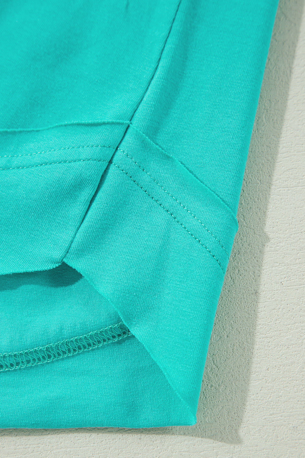 Mint Green Solid Color Half Sleeve Buttons Henley Top