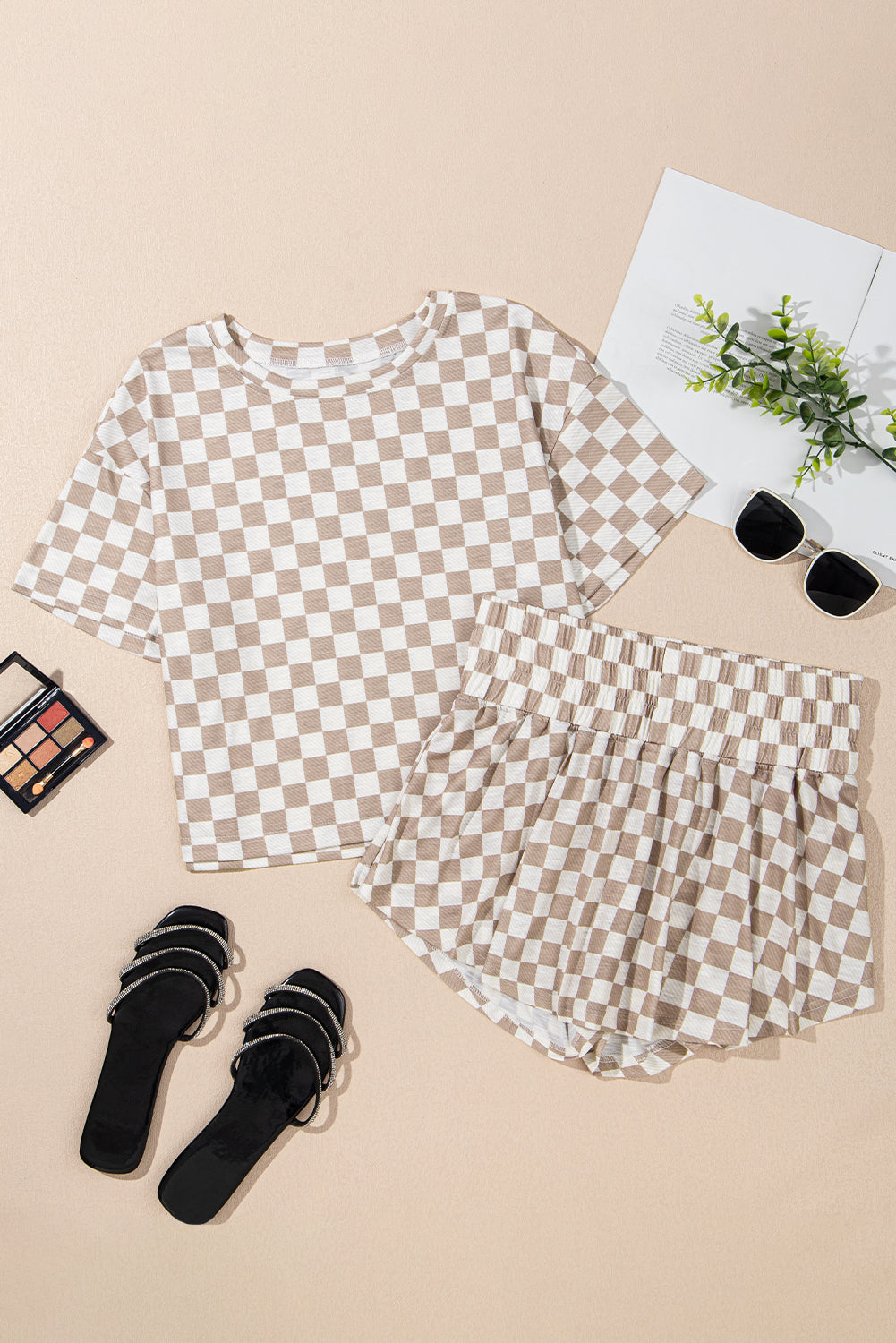 Black 2pcs Cropped Tee and Ruffle High Waist Skort Set
