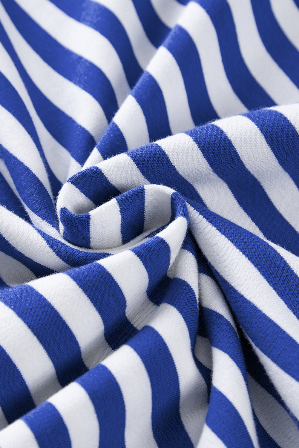 Sky Blue Stripe Striped Contrast Ribbed Trim Drop Shoulder Baggy Sweatshirt