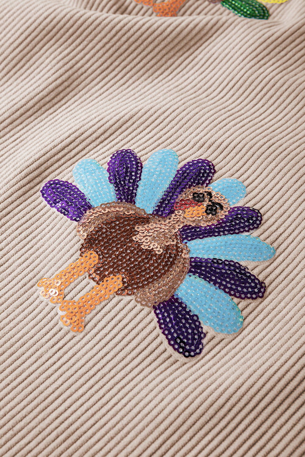 Orange Turkey Graphic Corded Baggy Sweatshirt