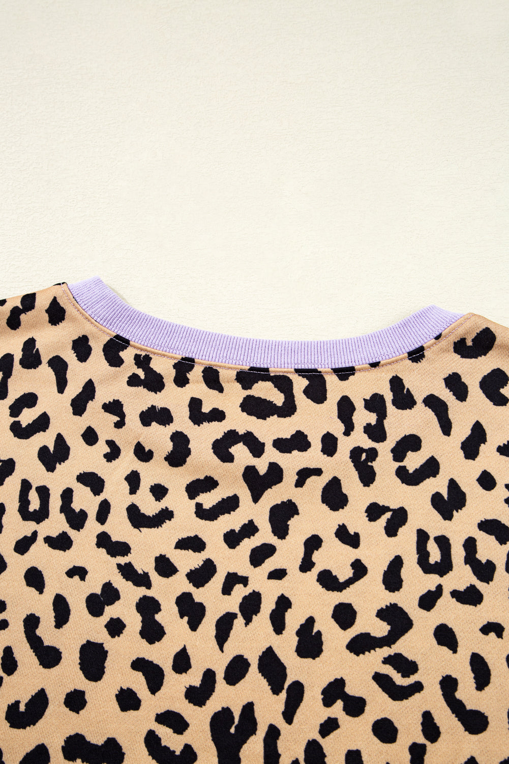 Khaki Leopard Striped Patchwork Plus Size Loose Sweatshirt