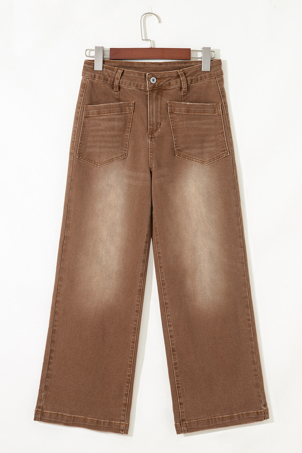 Brown Mimimalist Patch Pocket Womens Shift Jeans