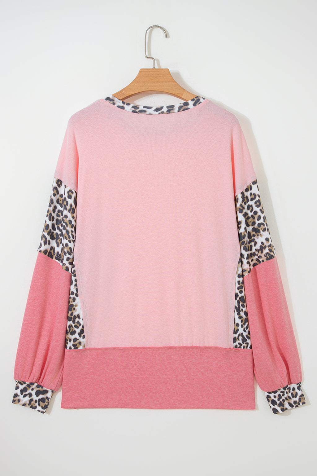 Gray Plus Size Leopard Color Block Patchwork Dolman Sweatshirt