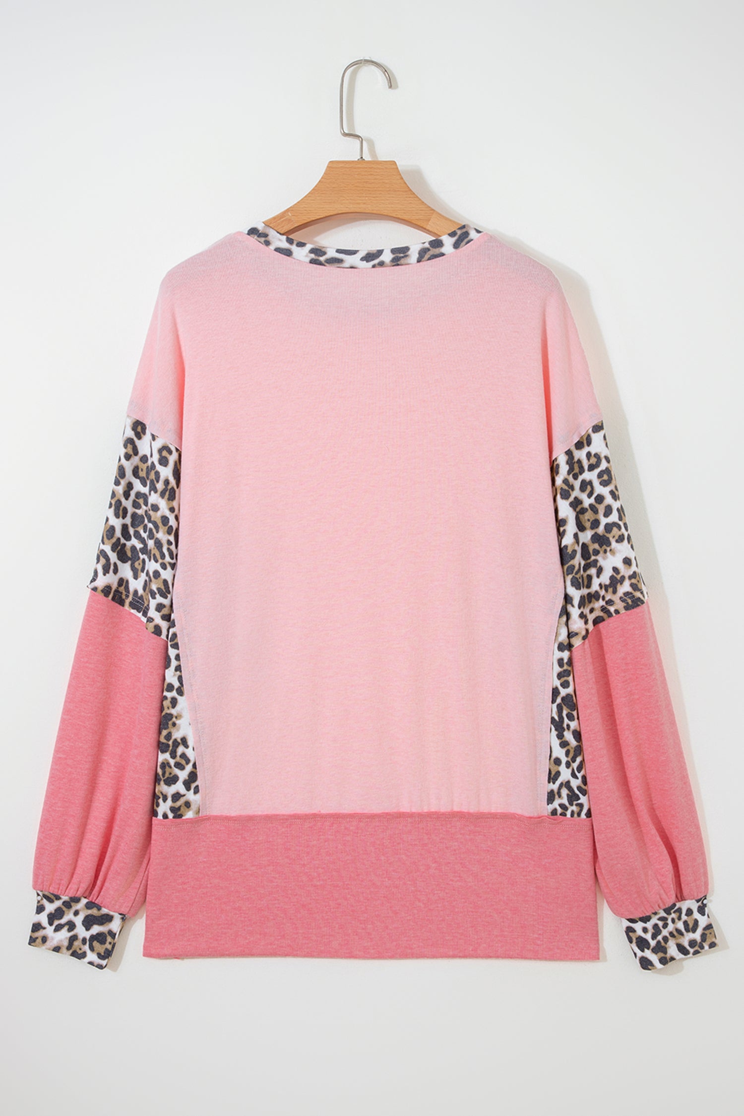 Gray Plus Size Leopard Color Block Patchwork Dolman Sweatshirt