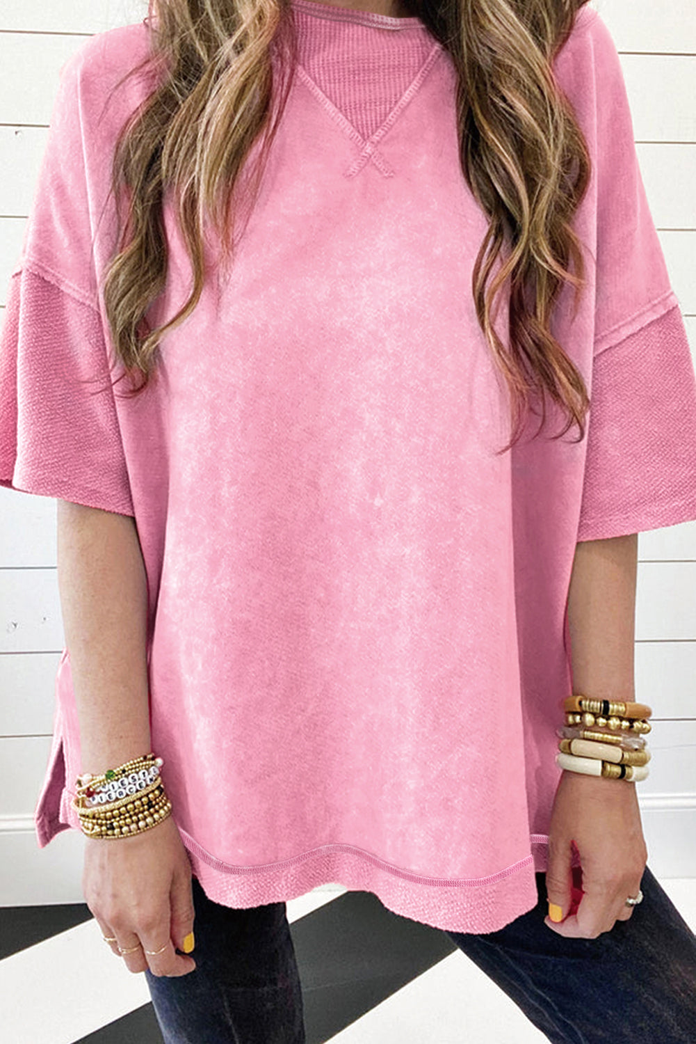Orchid Petal Mineral Wash Drop Shoulder Pullover Sweatshirt