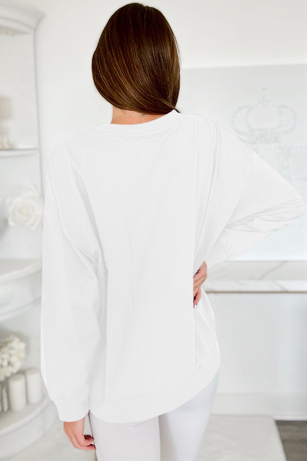 Russet Orange Tinsel Game Day Drop Shoulder Graphic Sweatshirt