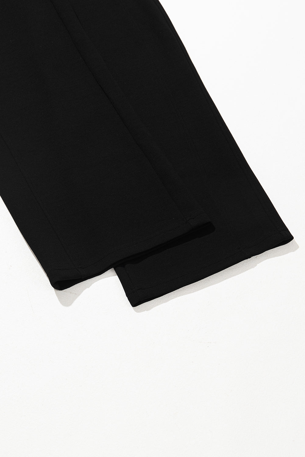 Black Scuba Drawstring Elastic Waistband Solid Color Sweatpants