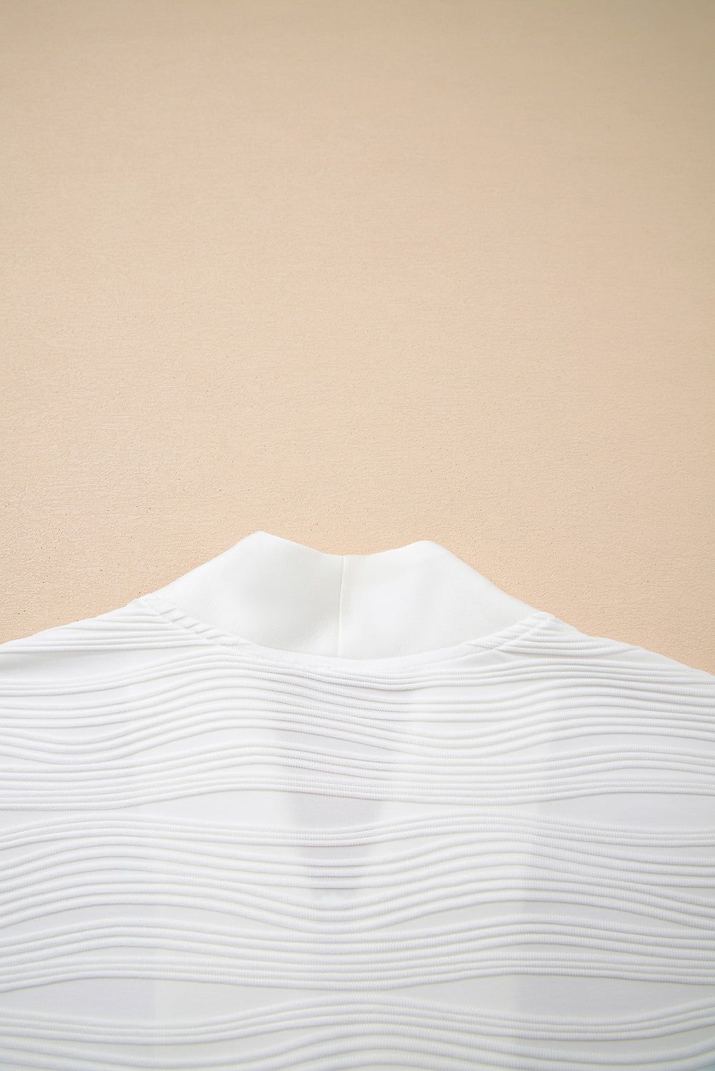 Parchment Solid Color Textured Zip V Neck Pullover Sweatshirt