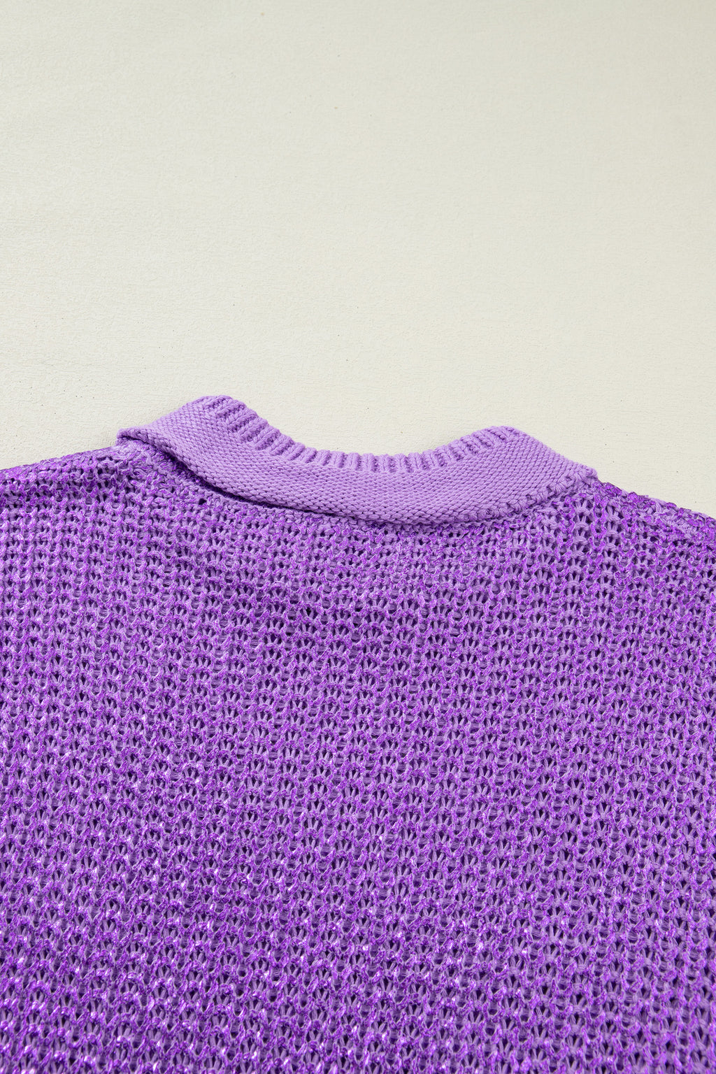 Bright Green Solid Color Knit High Neck Short Sleeve Sweater