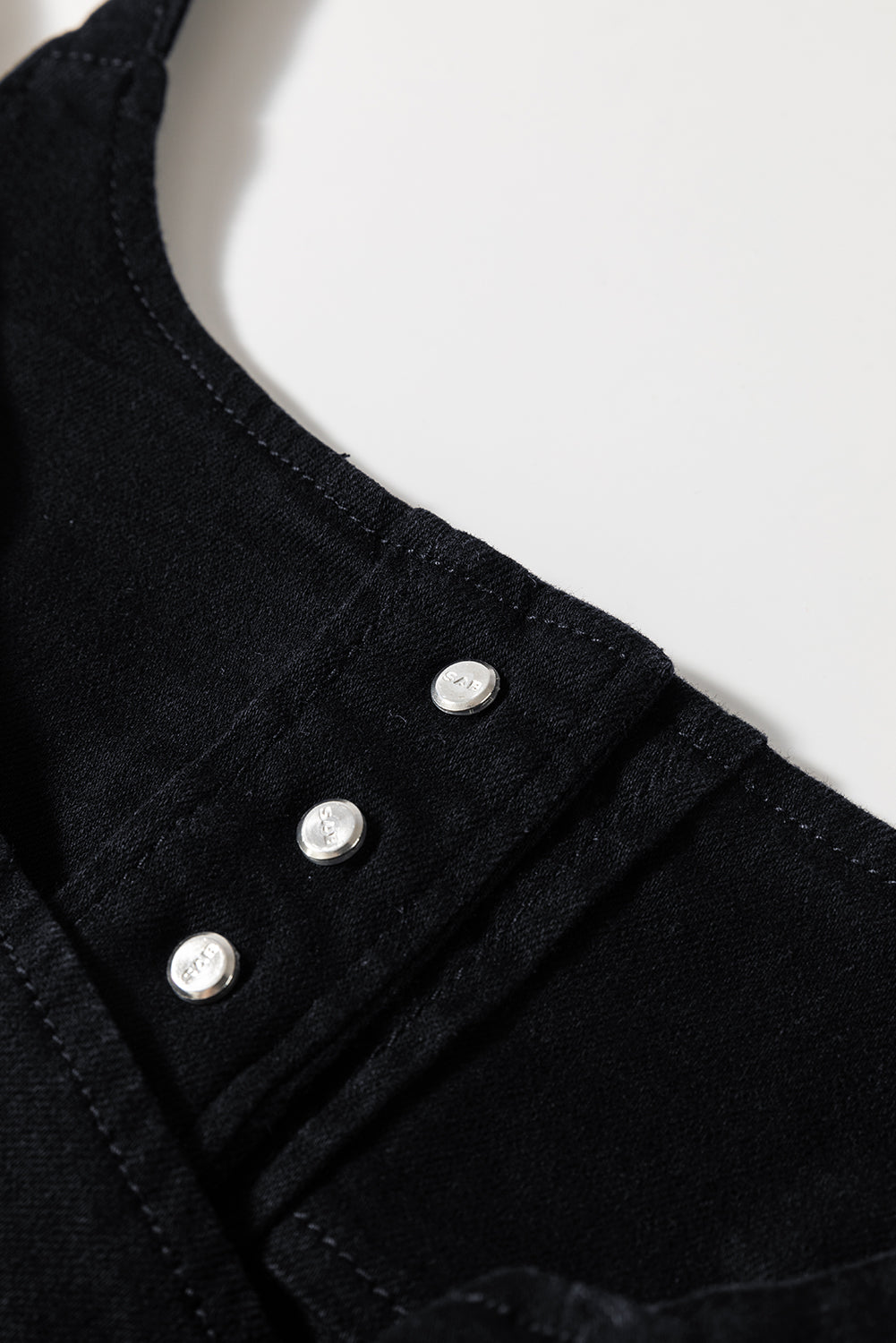 Black Acid Wash Buttoned Cropped Slim Denim Tank Top