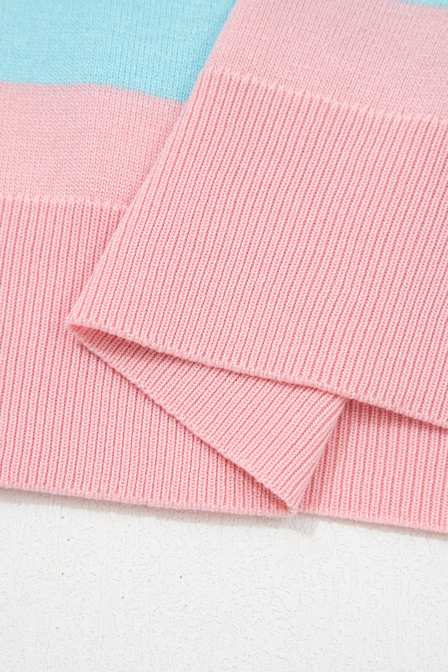 Pink Stripe Colorblock Striped Knitted T shirt