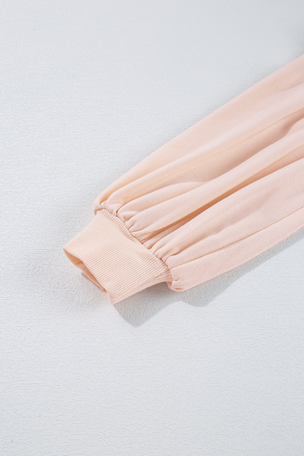 Light Pink Embroidered Bow Lantern Sleeve Oversized Pullover Sweatshirt
