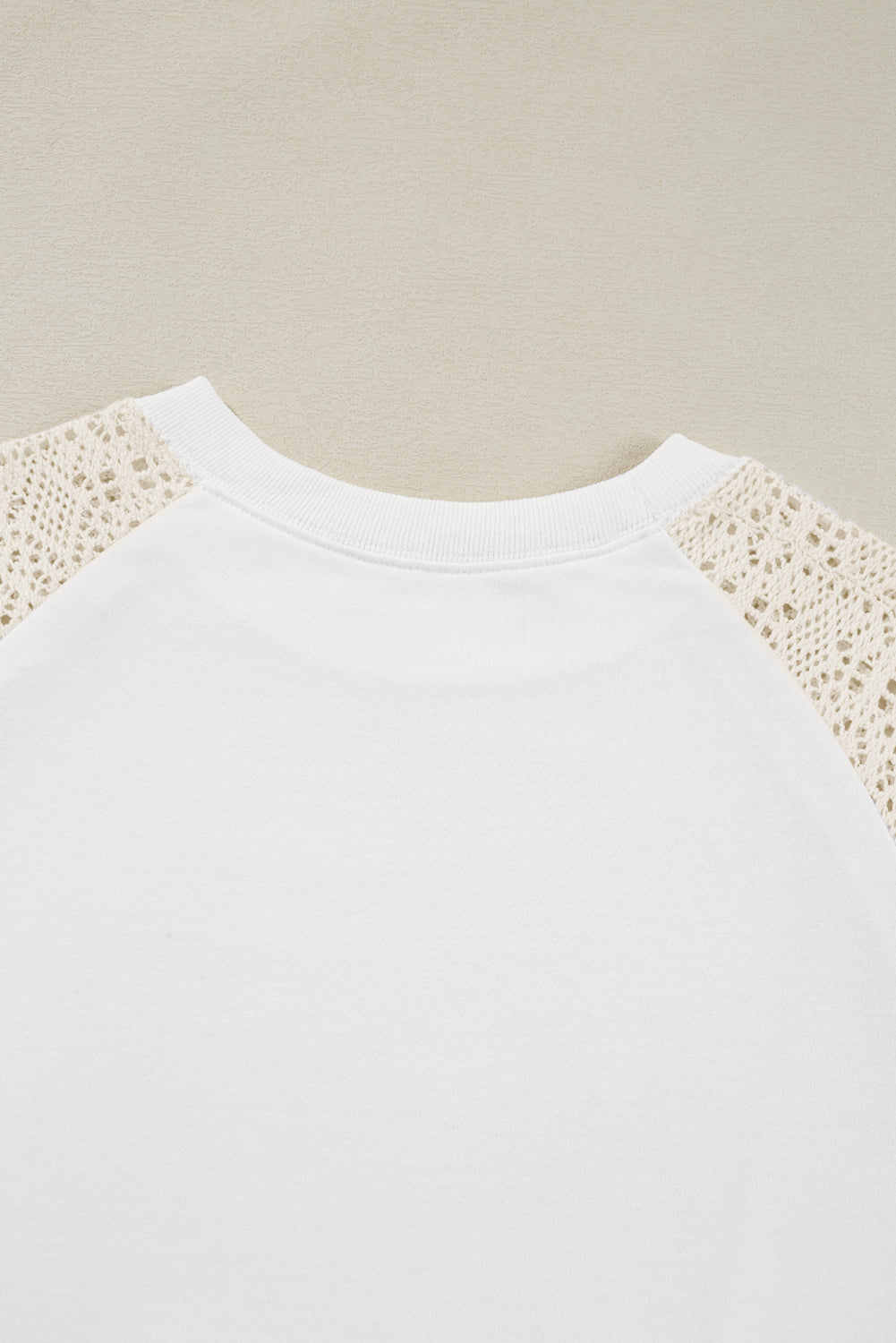 Jet Stream Lace Crochet Short Sleeve Round Neck T Shirt