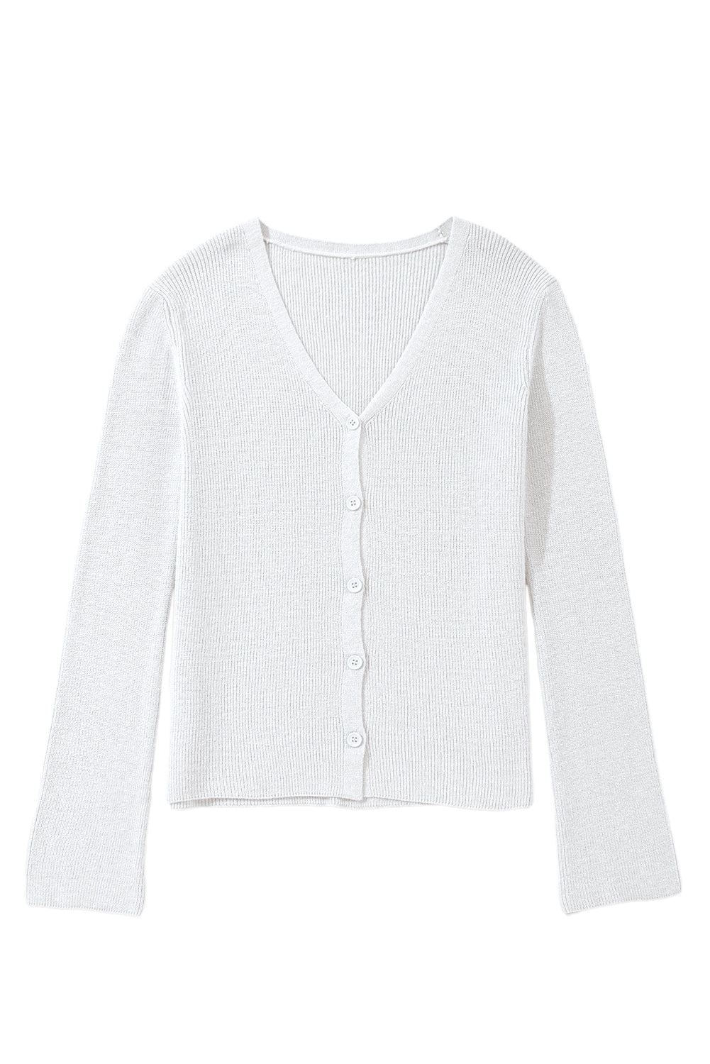 Moss Green Lightweight Ribbed Knit Button Front V Neck Cardigan