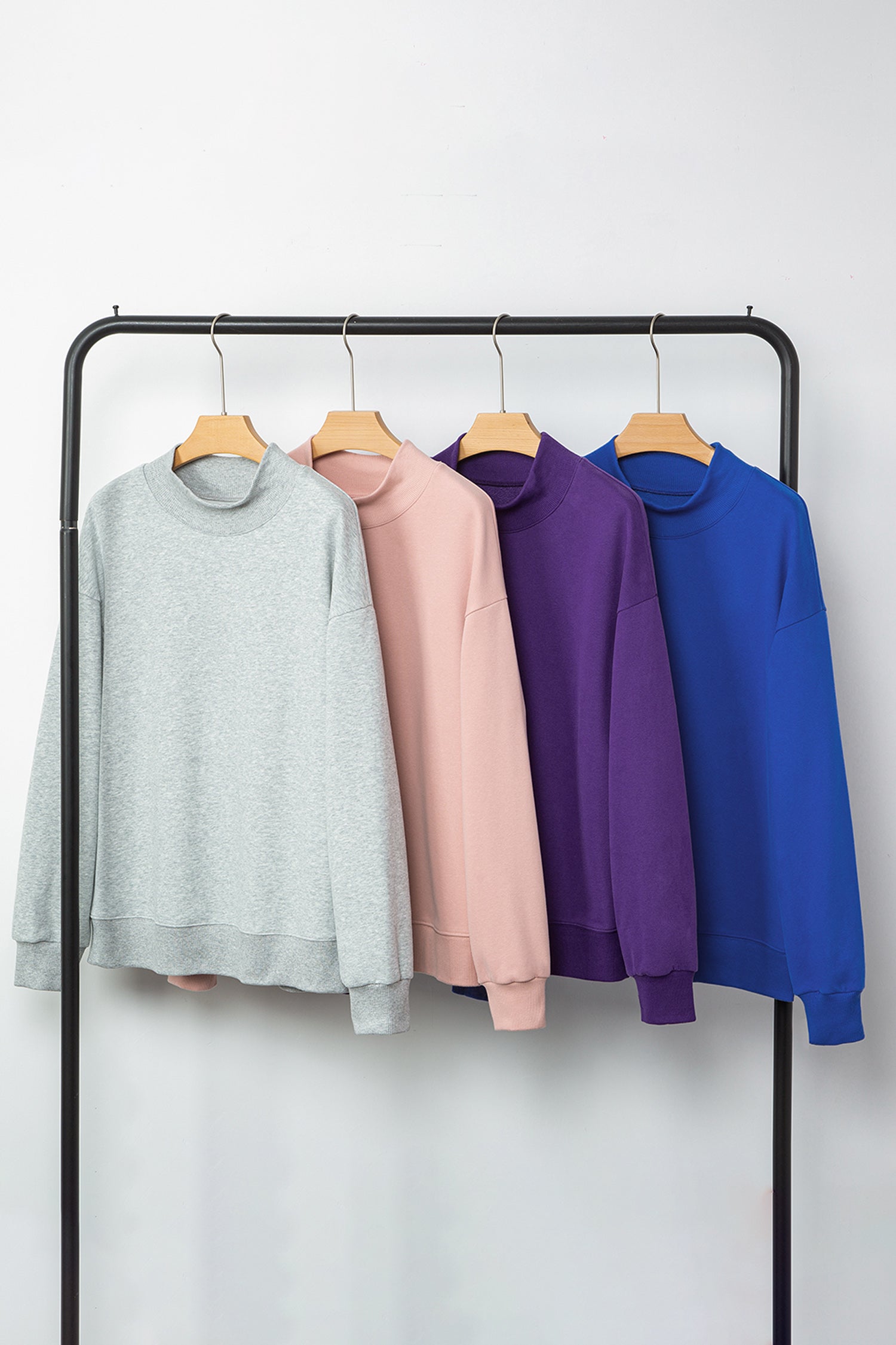 Bright Pink Oversize Blessed Embroidered Mock Neck Sweatshirt
