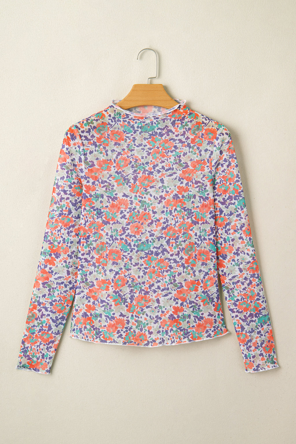 Rose Retro Floral Printed Mesh Short Sleeve Top