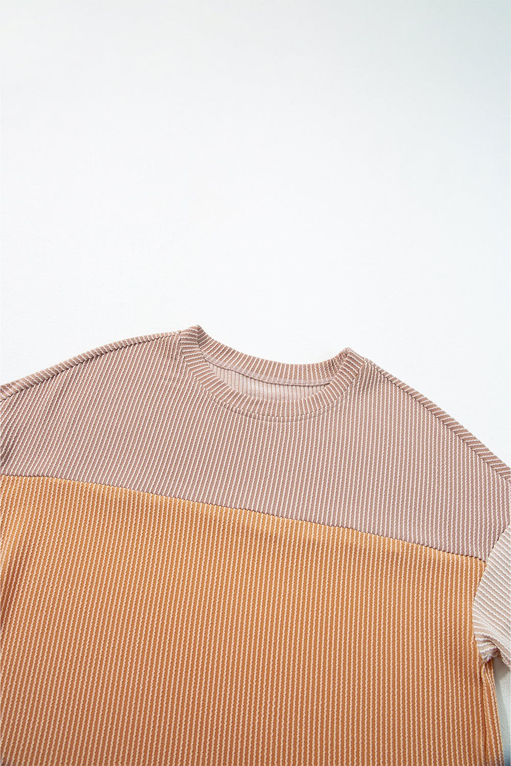 Pink Color Block Ribbed Side Slits Half Sleeve Top