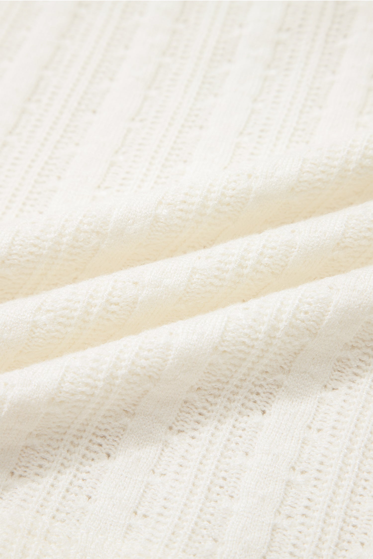 White Solid Color Textured Button V Neck Raw Seam Henley Tee
