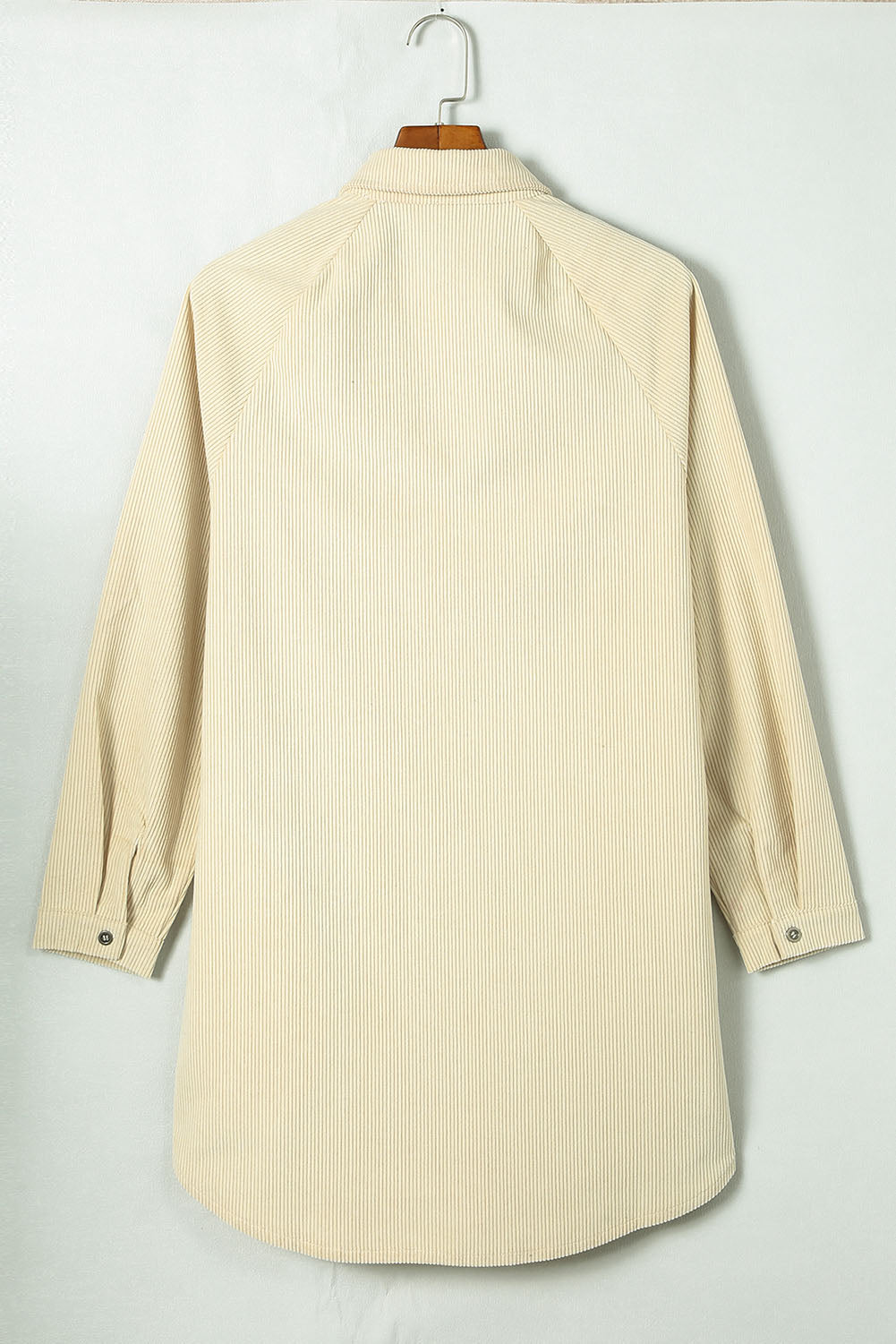 Blue Corduroy Shirt Style Full Button Long Sleeve Shift Mini Dress