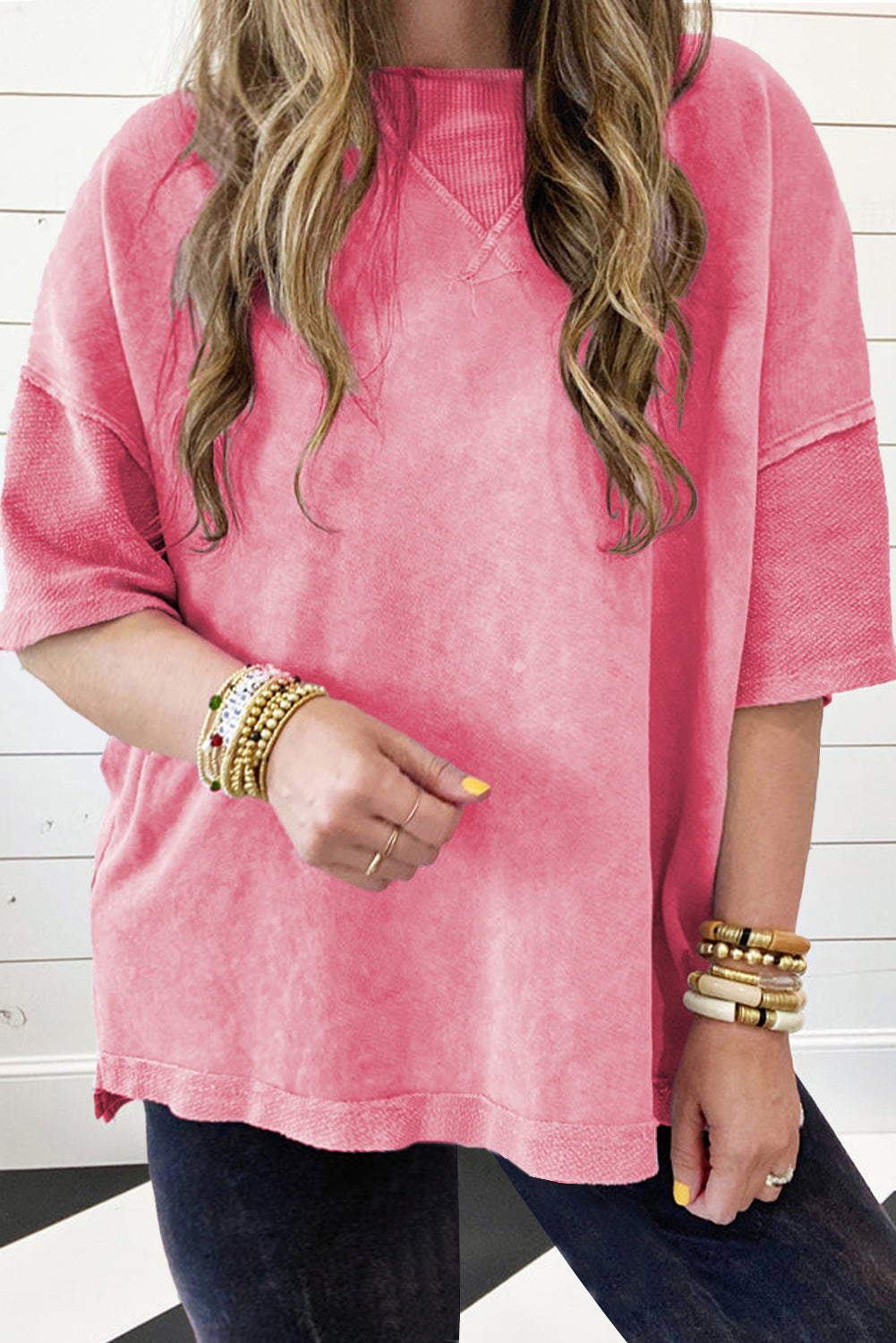 Orchid Petal Mineral Wash Drop Shoulder Pullover Sweatshirt