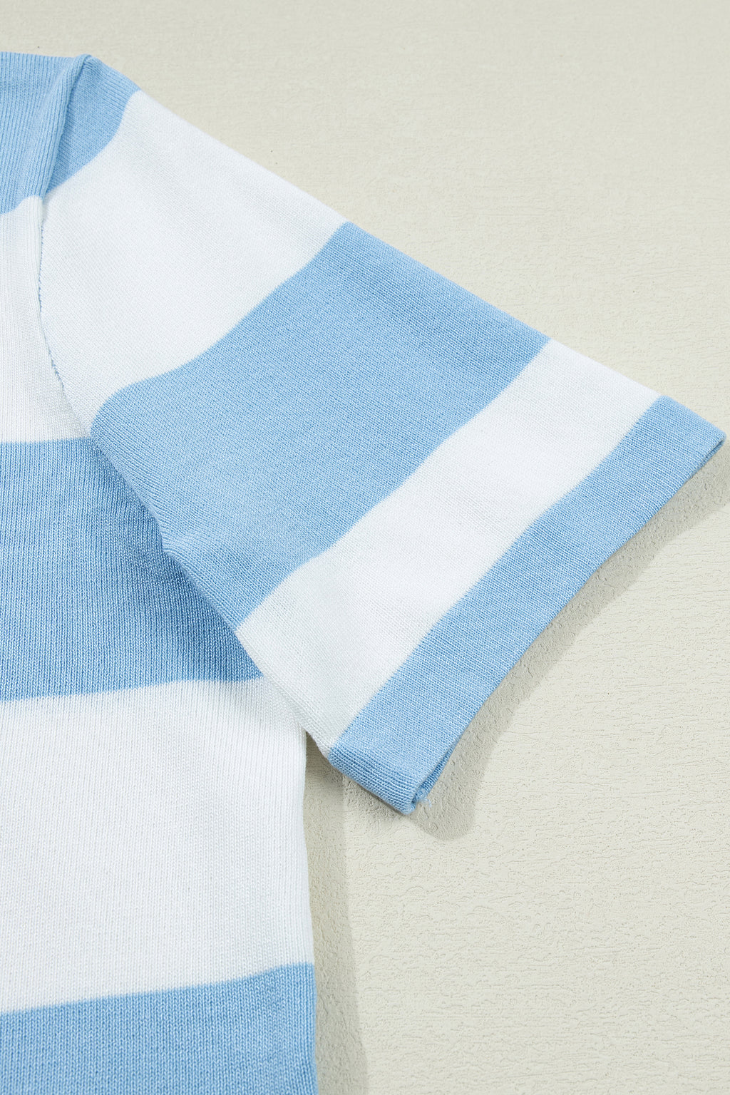 Pink Stripe Colorblock Striped Knitted T shirt