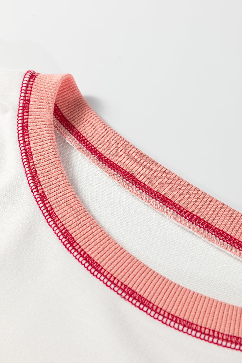 Red Stripe Colorblock Patchwork Contrast Stitching Oversize Sweatshirt