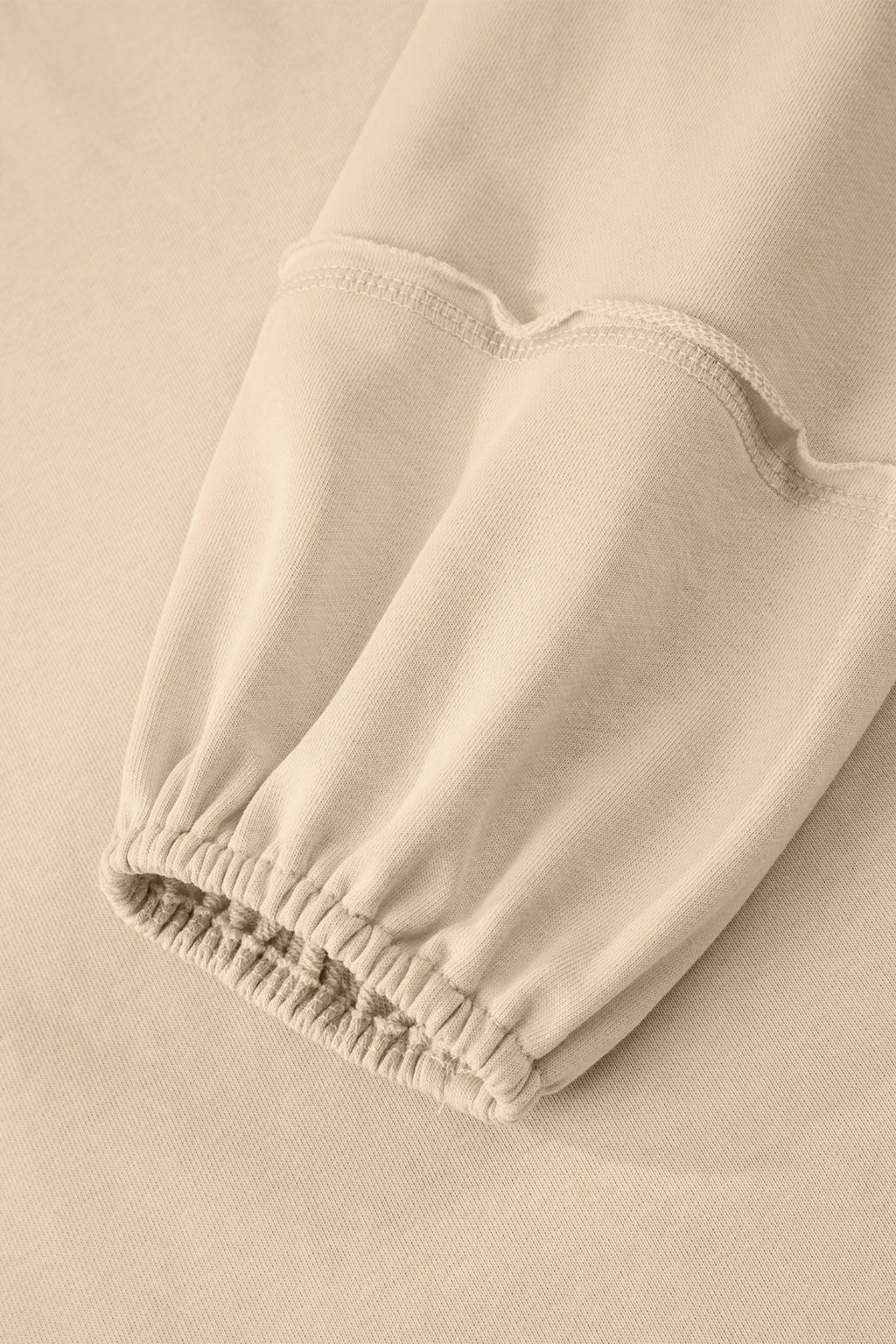 Beige Solid Color Raw Seam Patchwork Baggy Sweatshirt