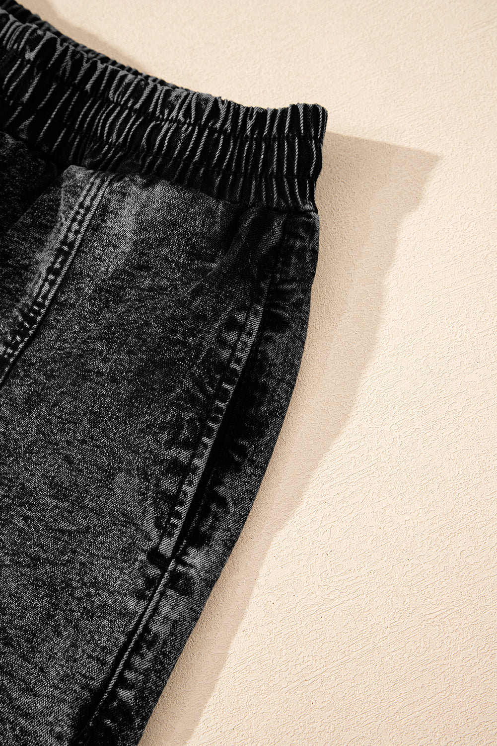 Brown Leopard Print Elastic Waistband Drawstring Denim Skort