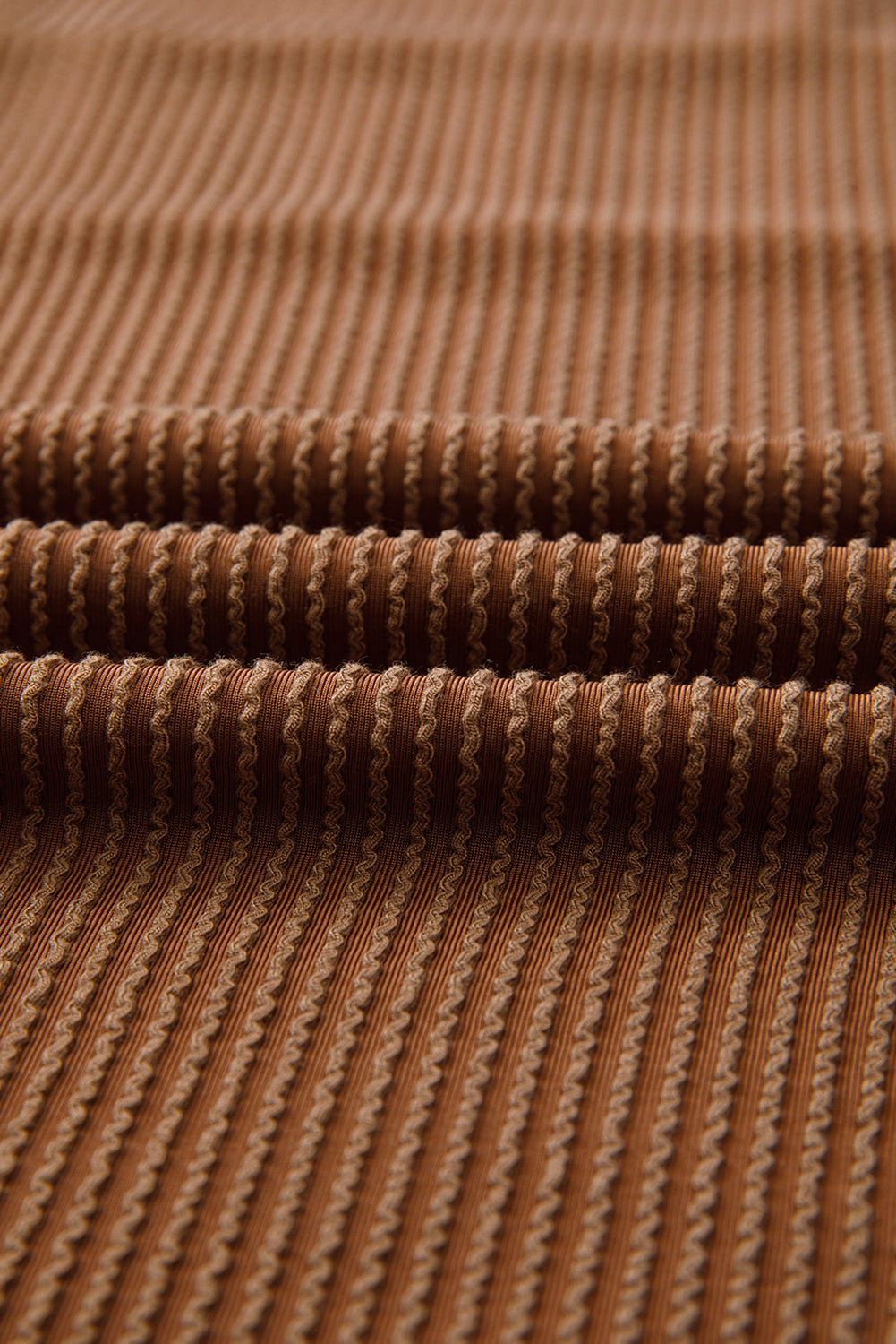 Chestnut Color Block Detail Twisted Rib Loose Tee
