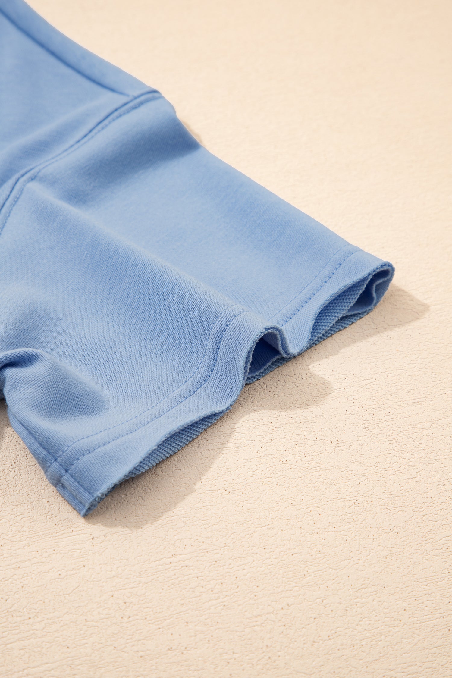 Mist Blue Solid Color Loose Tee Drawstring Wide Leg Pants 2pcs Outfit