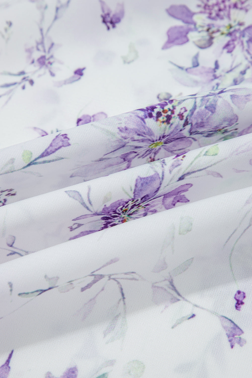 Purple Floral Trimmed Detail Split Neck Plus Size Top