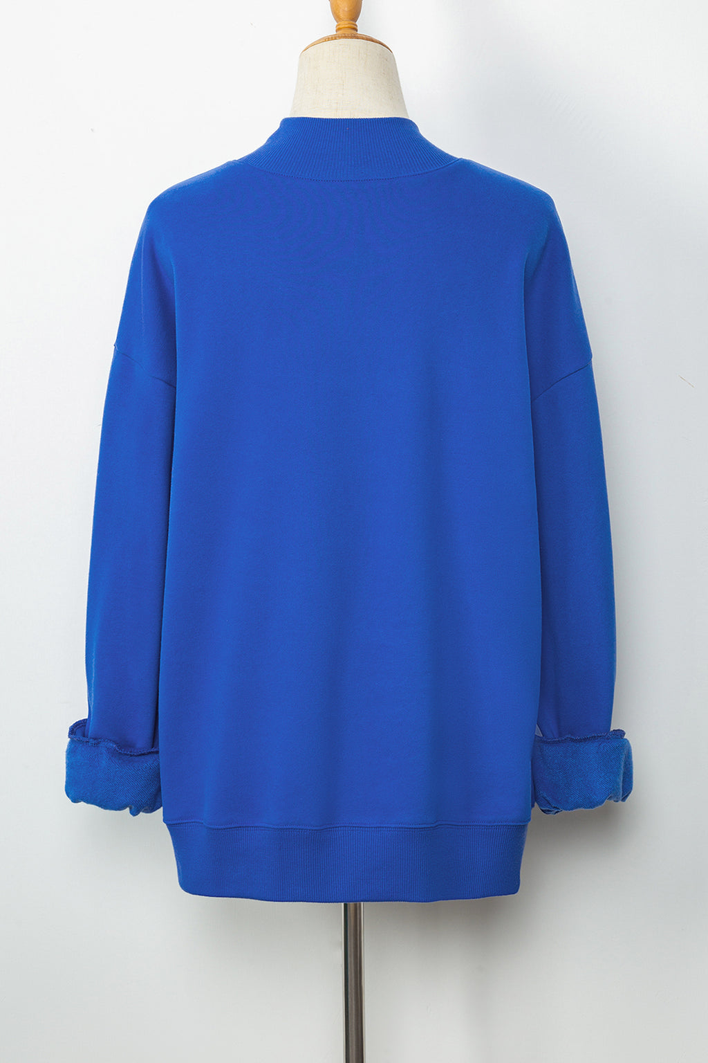 Bright Pink Oversize Blessed Embroidered Mock Neck Sweatshirt