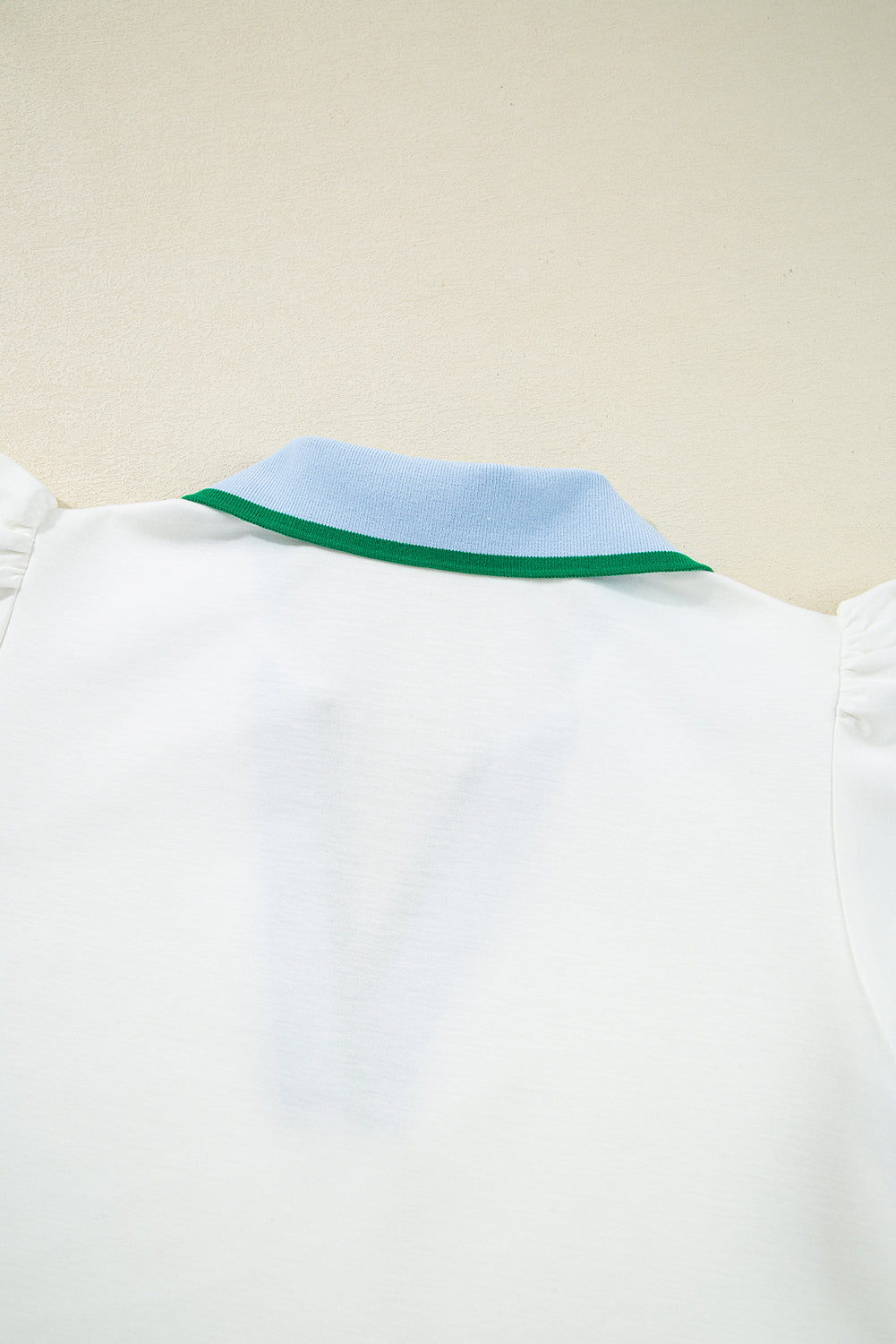 White Colorblock Edge Cap Sleeve Collared Top 2 Piece Skirt Set